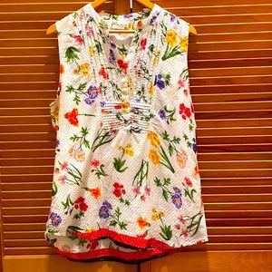 Modcloth X Magazine XL White Floral Print Sleeveless Top